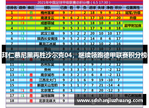 拜仁慕尼黑再胜沙尔克04，继续领跑德甲联赛积分榜